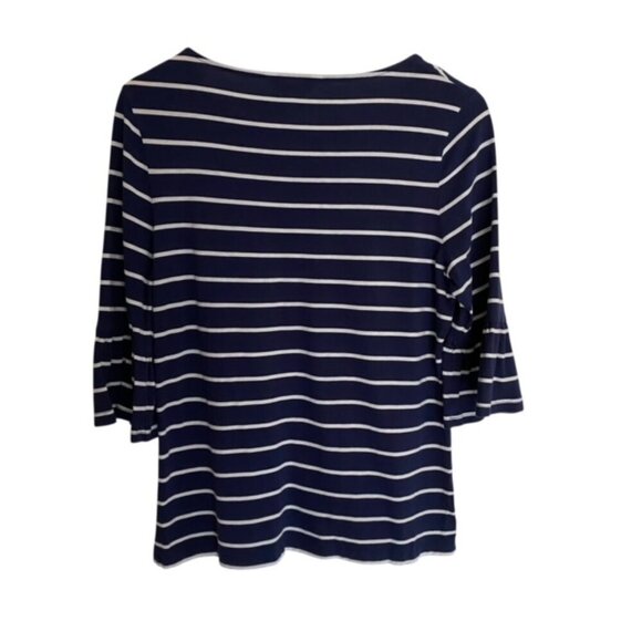 Tommy Bahama Navy & White Striped Ruffle Sleeve Top Small - Picture 3 of 4
